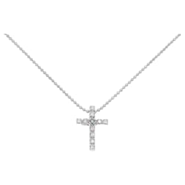 Au750 White Gold Cross Diamond Necklace - Autre Marque