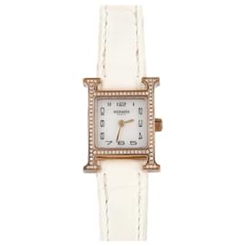 Montre H Hermès PG/D Or Rose Quartz 17x24mm