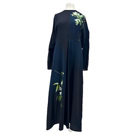 Vestido largo floral azul con mangas largas Victoria Beckham