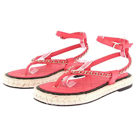 Sandali con zeppa rosa a fasce - Chanel