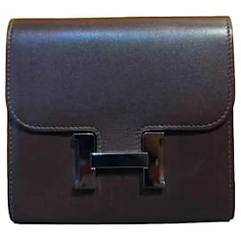 Hermès Love Story Constance Kompaktgeldbörse Sattelrot Box Leder