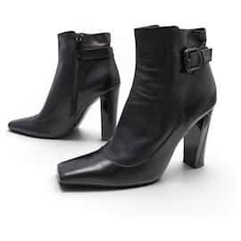 BOTAS ANKLE LOUIS VUITTON 38 EN CUERO IRIDISCENTE NEGRO
