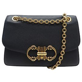 BORSA A MANO SALVATORE FERRAGAMO GANCINI IN PELLE GRAIN NERA