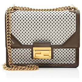 Fendi Perforated Leather Kan U Small Shoulder Bag