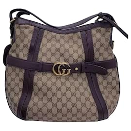 Borsa Gucci Double G Floreale in tela marrone
