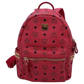 Borsa a spalla MCM in pelle rossa