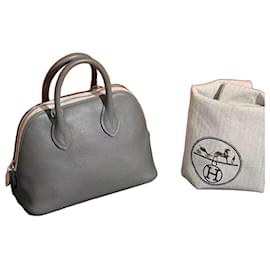 Bolso de mano Hermès Mini Bolide Rain Cloud Gris Plata piel