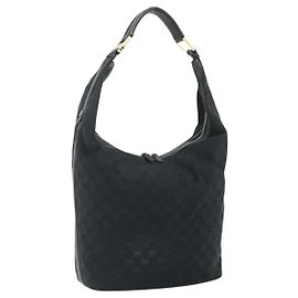 Borsa a Spalla GG Canvas Gucci Nero Oro 001 4287 Auth ep14135