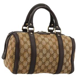 Borsa Boston Mini GG Canvas Gucci Beige Oro 269876 Auth 175892