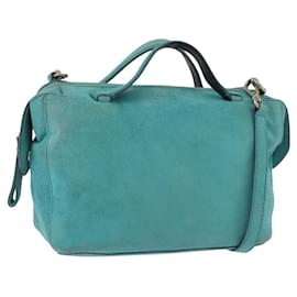 BALLY Borsa a mano in suede 2 vie Azzurro chiaro Oro Auth 177158A