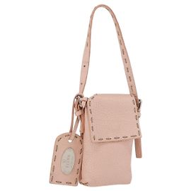Fendi Pochette Celeria in pelle rosa argento Auth 176901A