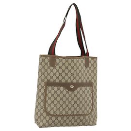 Gucci GG Supreme Web Sherry Line Tote Bag aus PVC Beige 40 02 003 Auth ep14026