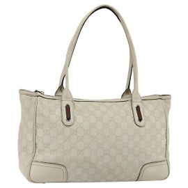 Borsa in pelle avorio GG Canvas Guccissima WebSherry di GUCCI 293599 Auth 175873