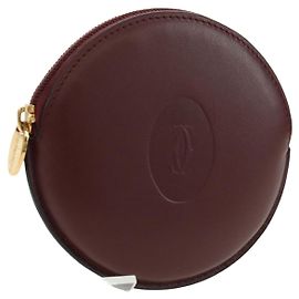 Monedero de cuero burdeos Must Line de CARTIER con detalles en dorado Auth am11475V
