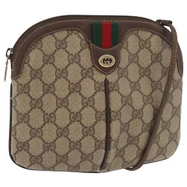 Sac à bandoulière Gucci GG Supreme Web Sherry Line PVC Beige 904 02 047 Auth 176686