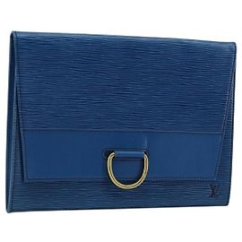 LOUIS VUITTON Clutch Jena Epi Blu M52715 LV Auth bs34702