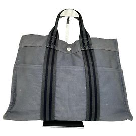 Borsa tote in tela HERMÈS vintage grigia