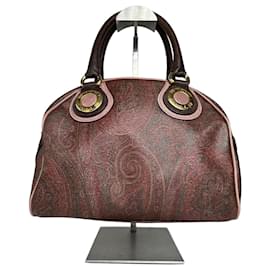 Borsa a mano vintage Etro in tela rivestita marrone con motivo paisley