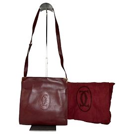 Sac à épaule Vintage Cartier Must de Cartier en cuir bordeaux