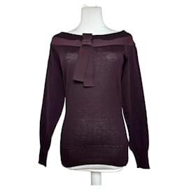 Vintage Versace Off-Shoulder Knit Sweater Purple S - Gianni Versace