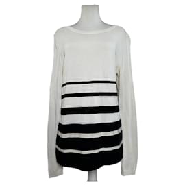 Vintage Salvatore Ferragamo gestreifter Stricktop Creme Schwarz XL