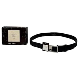 Cintura in pelle vintage Dior nera 97,5 cm