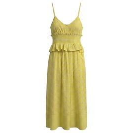Autre Marque Vestido midi sin mangas Debie Eyelet amarillo Dayglow / blanco Cinq a Sept