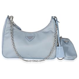 Prada Borsa in Nylon Saffiano Blu Re-Edition 2005