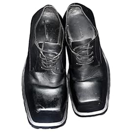 Scarpe Derby a piattaforma in pelle nera Balenciaga Trooper