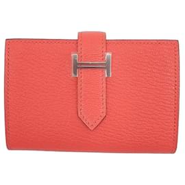 Hermès Portafoglio Bearn mini, capra Mysore, rosa Texas