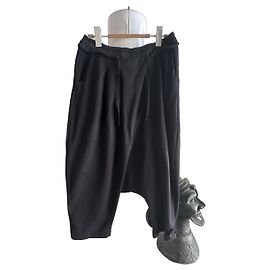 Autre Marque Schwarze lockere Baumwollhose mit Kordelzug