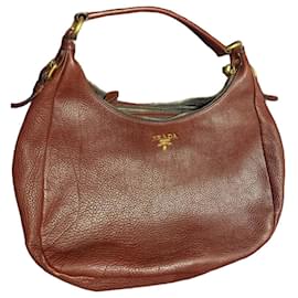 Prada Vitello Daino Leder Hobo-Tasche - Burgunder