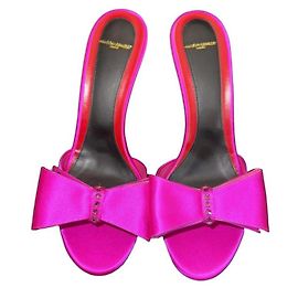 Autre Marque Maison Ernest Fuchsia Satin Rhinestone Mules