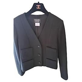 Chanel uniform jacket with camellia and hanger included Black Navy