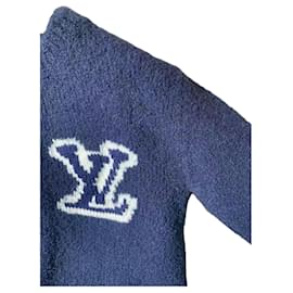 Louis Vuitton Teddy Bear Pullover Großes Logo Blau XS
