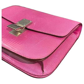 Céline Celine Box Umhängetasche aus Eidechsenleder Fuchsia