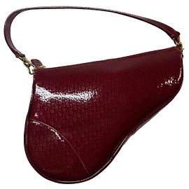 Borsa Saddle Christian Dior in pelle verniciata rossa