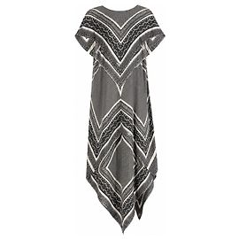 Etro Seidenkleid mit schwarz weißem geometrischem Muster