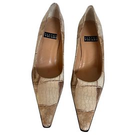 Autre Marque Décolleté in pelle beige patchwork Sandro Vicari per donne