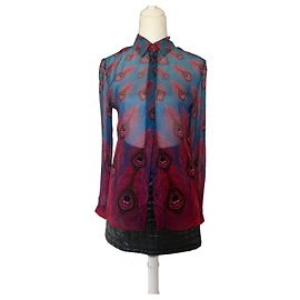 Blusa de seda con estampado de plumas de pavo real Just Cavalli