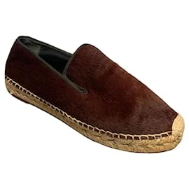 Céline Espadrilles aus Pony-Kalbsleder Burgunder 37