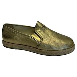 Espadrillas Chanel CC in pelle di vitello dorata metallizzata Taglia 37