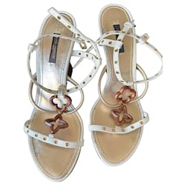 Sandali con zeppa Louis Vuitton in pelle bianca