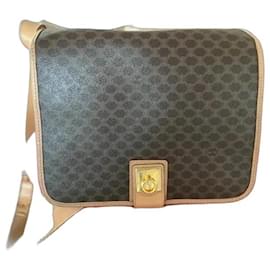Céline Borsa a spalla Triomphe in tela rivestita marrone
