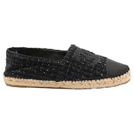 Espadrillas Chanel in tweed blu navy logo CC