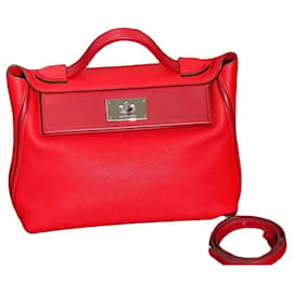 Borsa a mano Hermès Lovecraft 2424 in pelle rossa