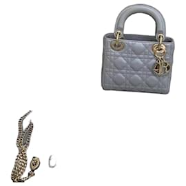 Borsa Dior Triple Gem in pelle di agnello grigio opaco