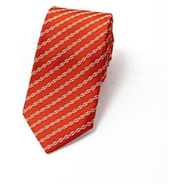Cravatta Hermès Chaine d'Ancre in seta arancione