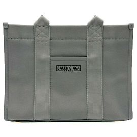 Bolsa tote de lona e couro cinza Balenciaga