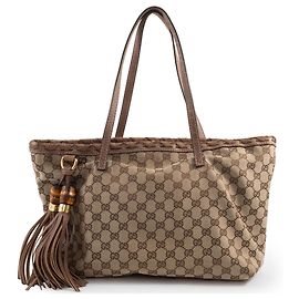 Borsa tote in tela GG beige e marrone Gucci